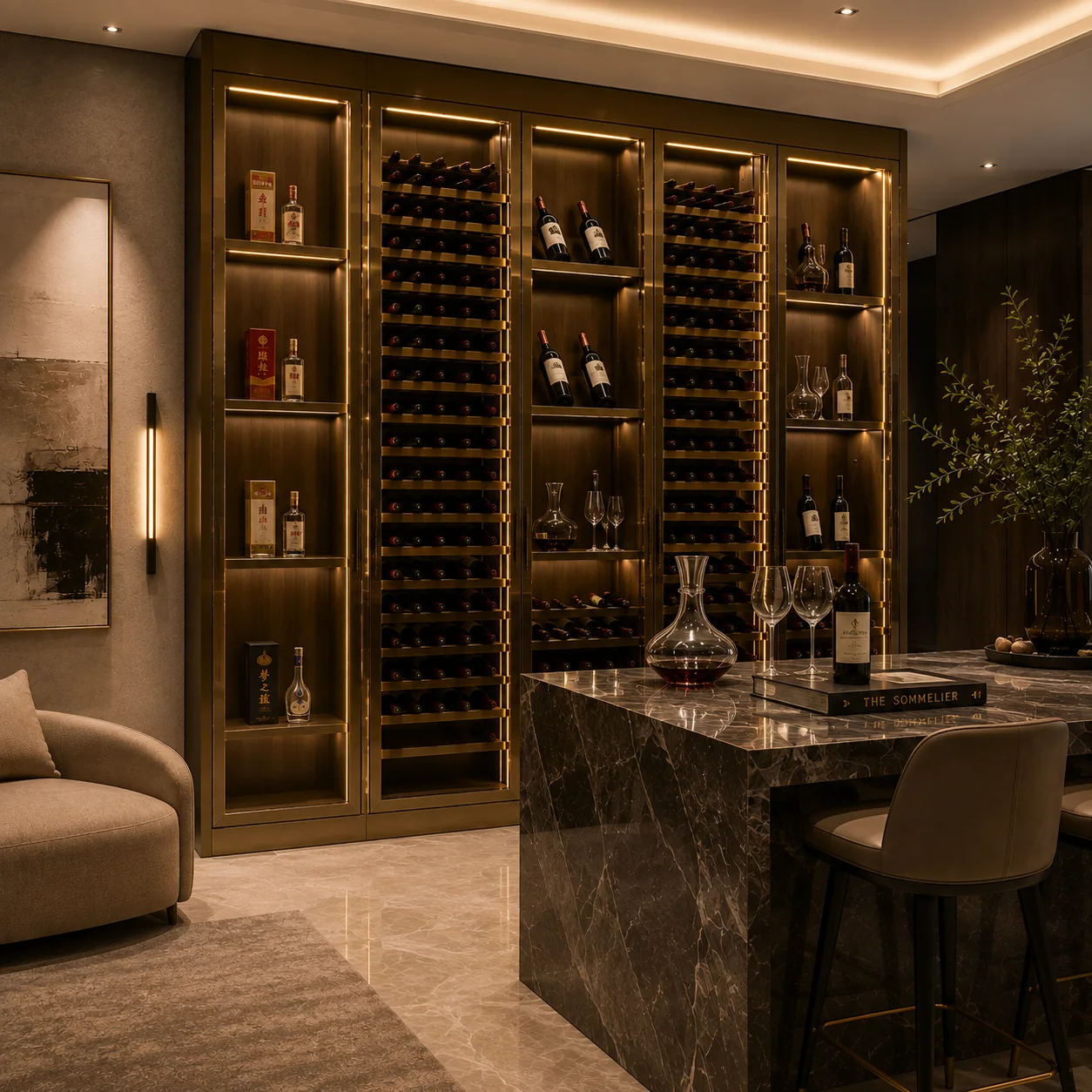 Built-in Stainless Steel Wine Cabinet
